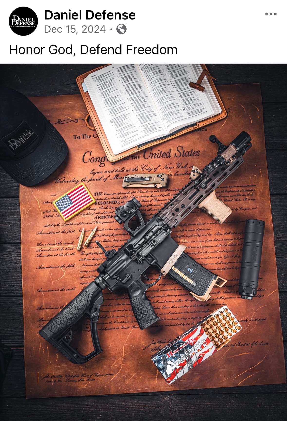 Daniel defense social media post
