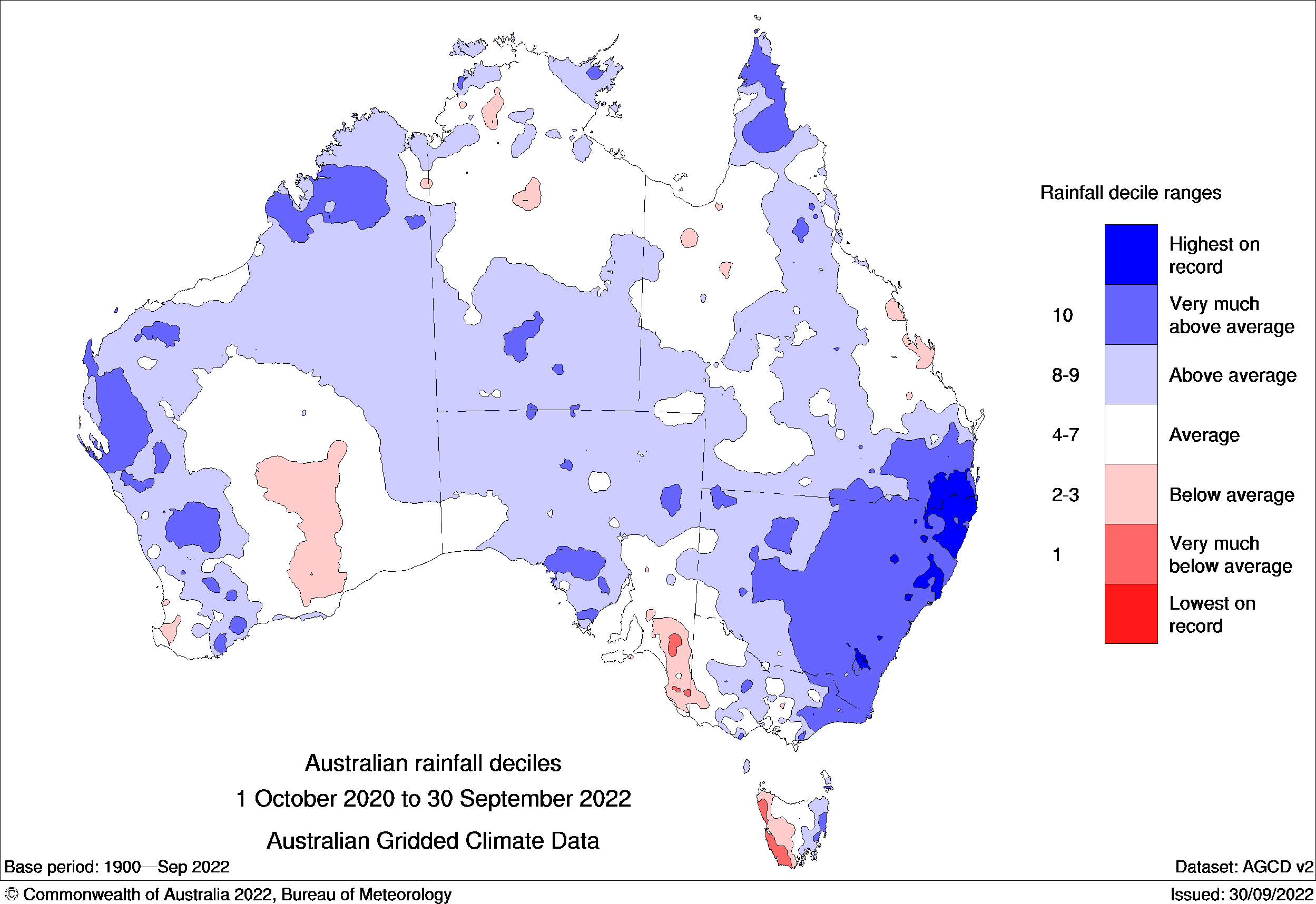 Map of Aus, distinctly blue on the east coast.