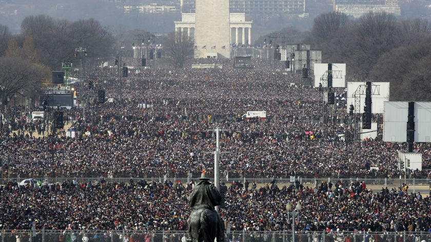 Crowds fill the National Mall ahead of the inauguration of Barack Obama