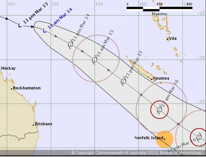 Storm predicted to develop into Cyclone Gretel moves away from