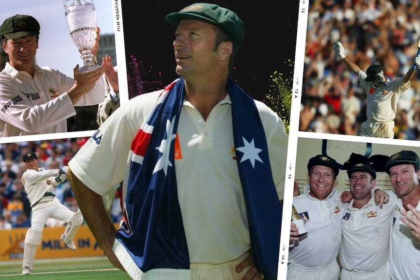 A collection of photos of Steve Waugh from the Ashes