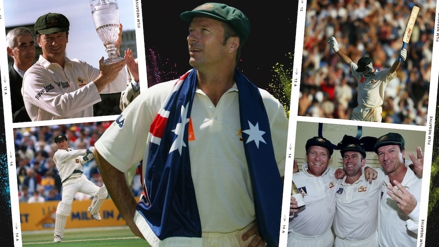 A collection of photos of Steve Waugh from the Ashes