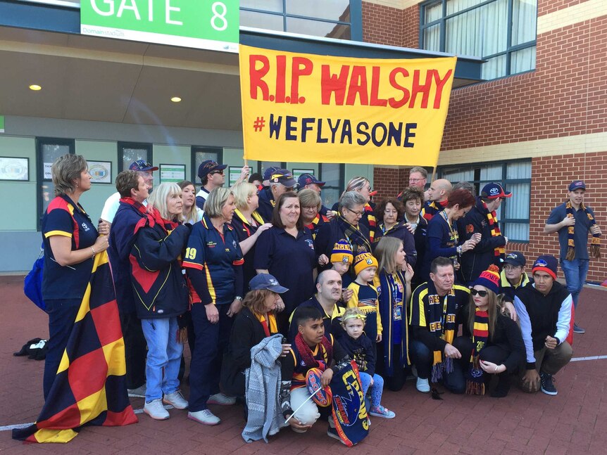 Crows fans outside Subiaco Oval