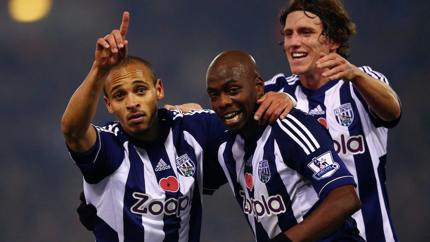 At the double ... Peter Odemwingie put the Saints to the sword with both of WBA's goals