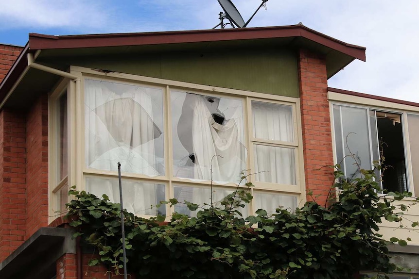 House on New World Avenue, Trevallyn, damaged by gunfire.