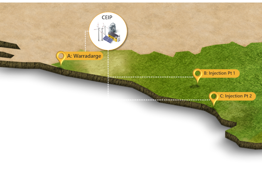 Map of Warradarge and Perth gas injection points. 