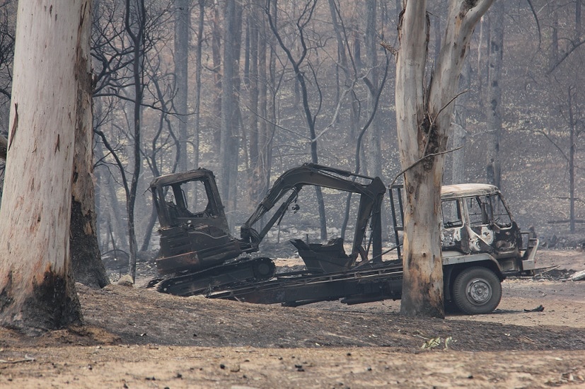 A burnt out truck