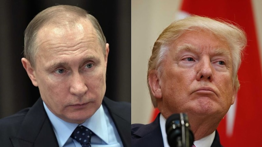 A composite image of Vladimir Putin and Donald Trump.