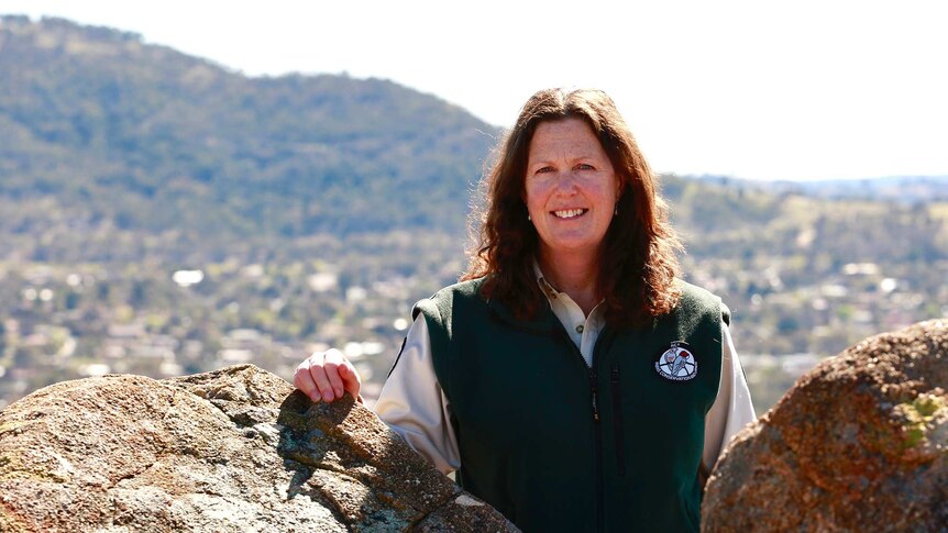 ACT Ranger Kristy Gould at Uranbi Hills on the fringe of Canberra