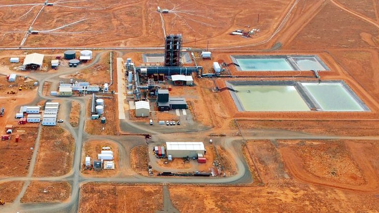 An aerial view of a mine in remote Australia.