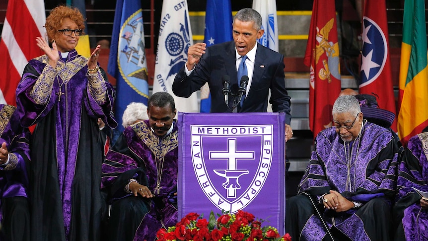 President Barack Obama delivers a passionate eulogy at Charleston massacre victim's funeral