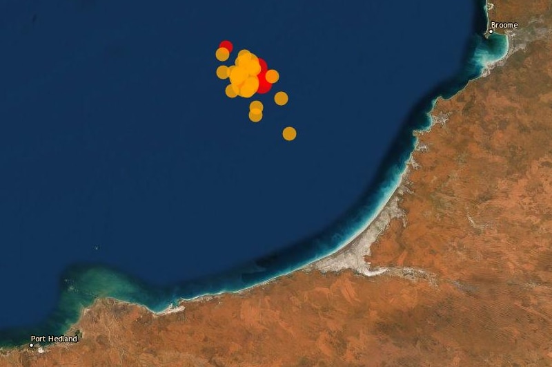 A map image showing aftershocks rocking northern WA.