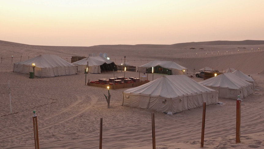 Tourist tents in the Qatari desert