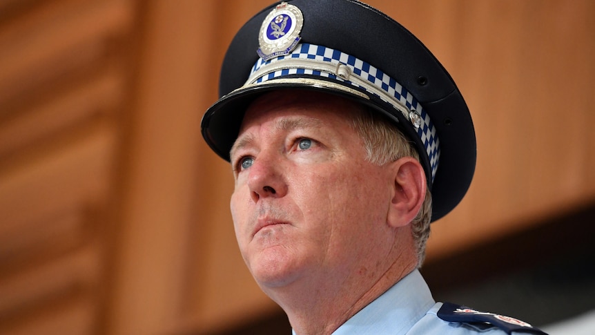 Police Commissioner Mick Fuller speaks during a press conference.