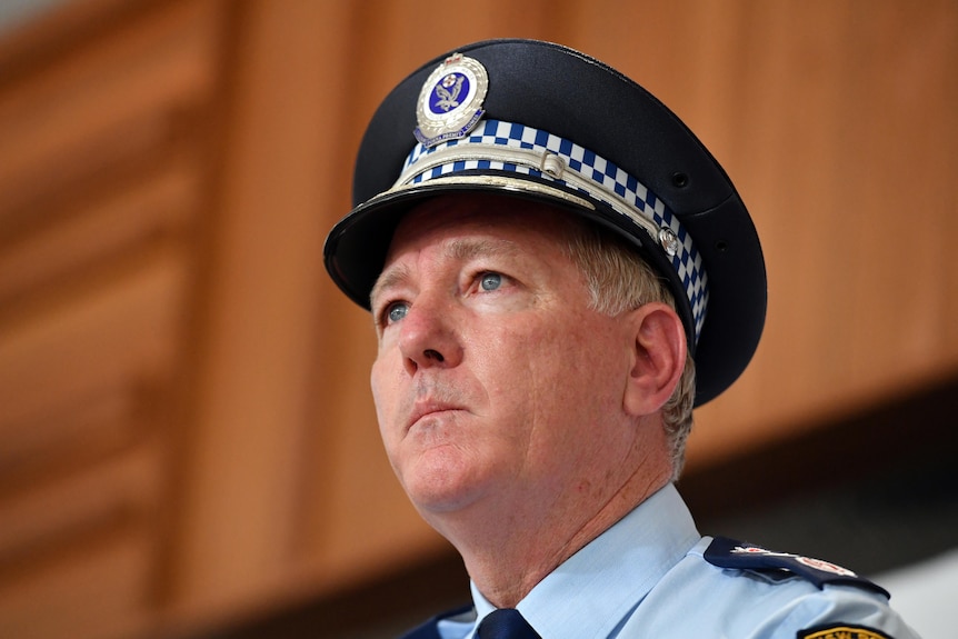 Police Commissioner Mick Fuller speaks during a press conference.