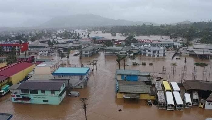 The flood devastation of Labasa seen from above.