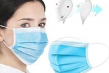 A screenshot of a website selling three ply surgical face masks.