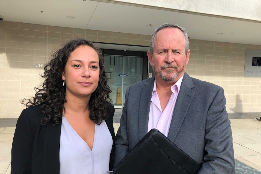 Rezina Kahsai and Howard Conkey outside the ACT courts prcecinct.