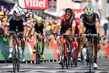 Australia's Michael Matthews (L), beats Edvald Boasson-Hagen on stage 16 of the Tour de France.