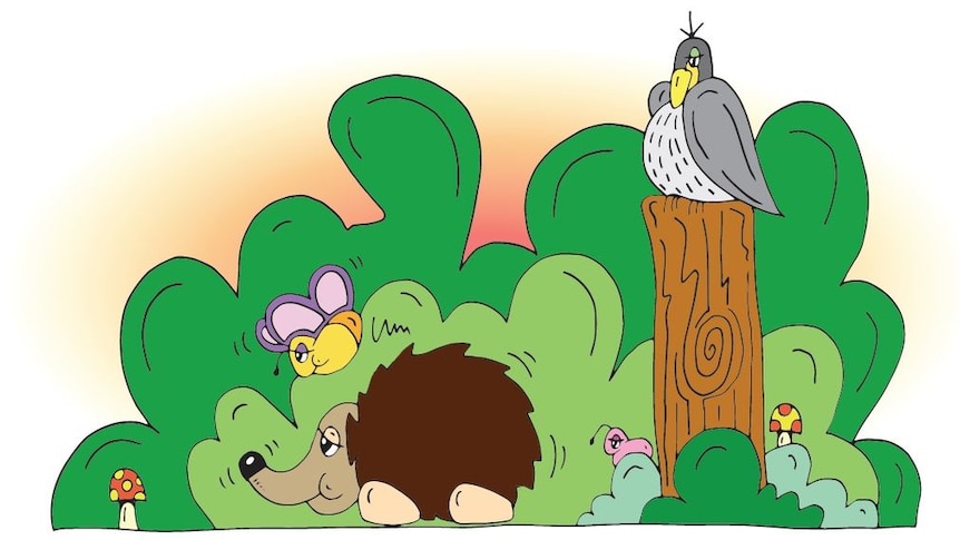 Cartoon hedgehog from the Sniffer and Flutter book.