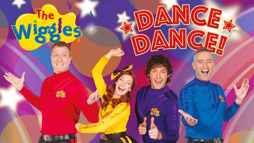 Wiggles members posing enthusiastically