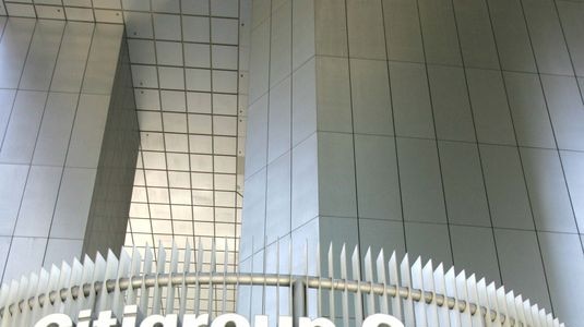 A worker leaves the Citigroup office tower