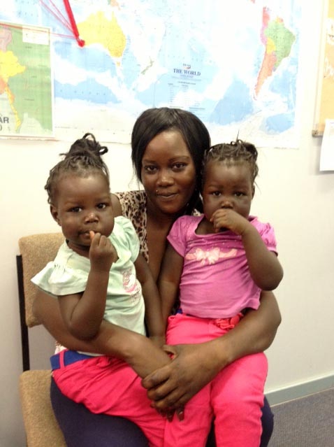 Lusia Santinow with her toddler twins.