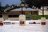 On alert: Victoria's Avoca River floods about 50km north-west of Ballarat.
