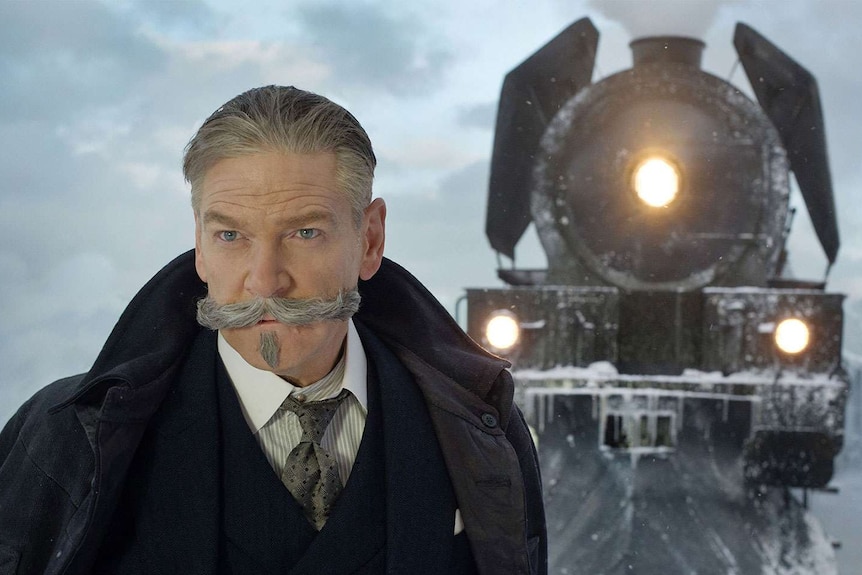Kenneth Branagh as Hercule Poirot in a scene from Murder on the Orient Express