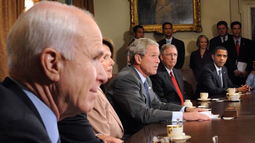 Senators McCain and Obama joined President Bush at the White House for a meeting on the bailout package.