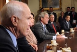 George W Bush meets with, among others, John McCain and Barack Obama