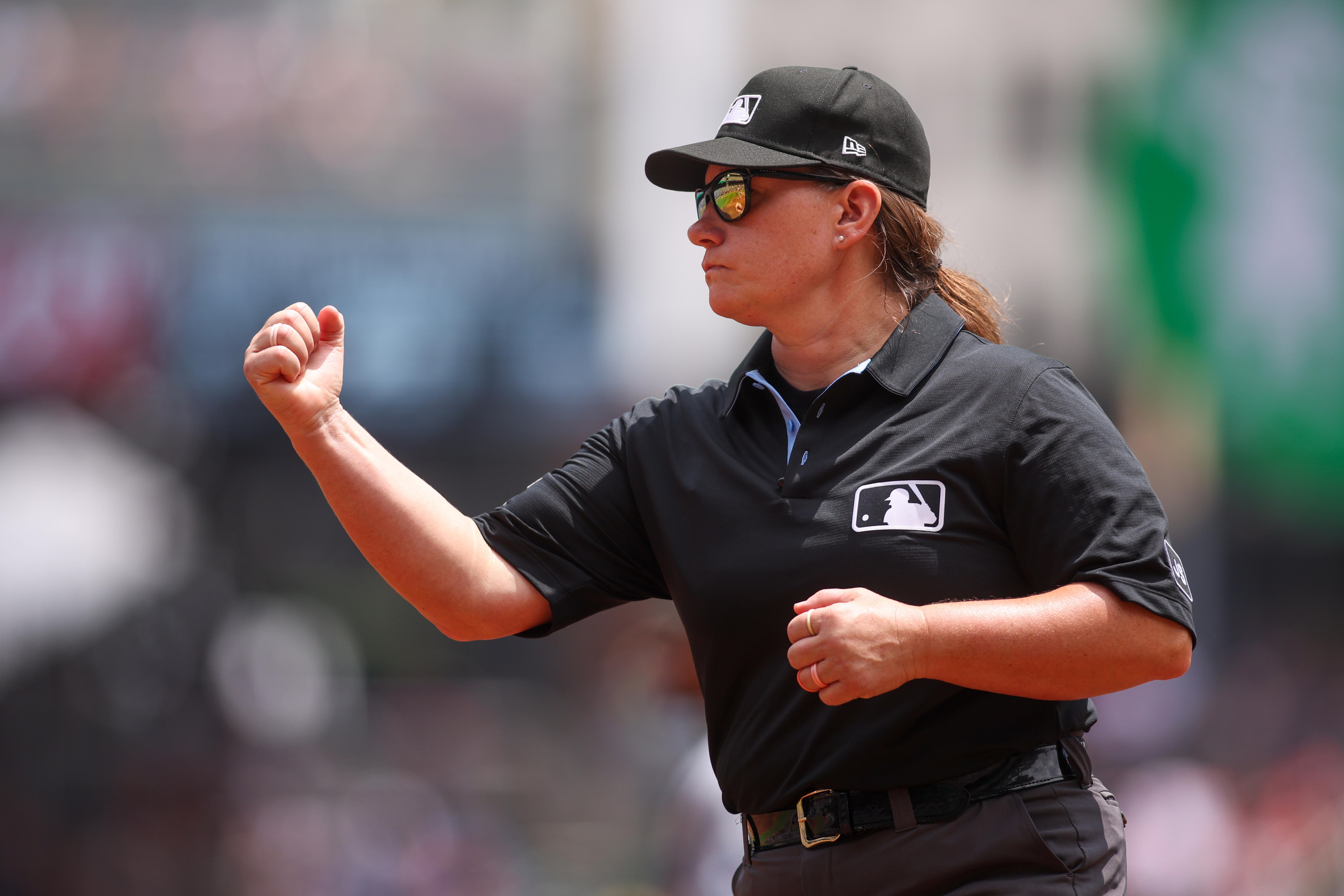 Jen Pawol umpires in her MLB debut.