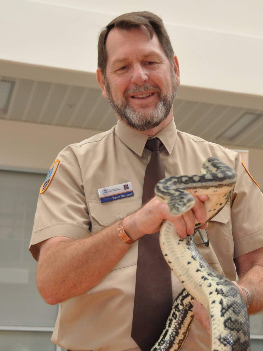 Kevin Morrison with a python.