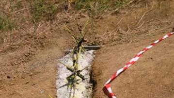 Road spikes installed at Bentley gas well site.