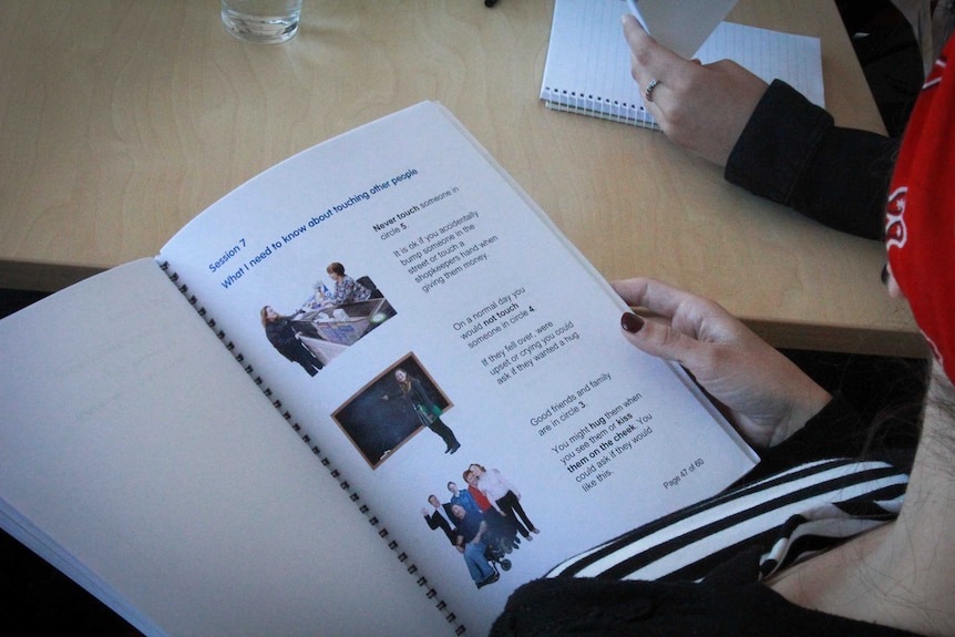 A page of the course workbook titled, 'what I need to know about touching other people'.