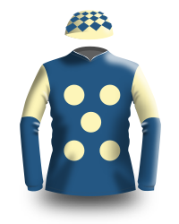 Green, yellow and red jockey silks.