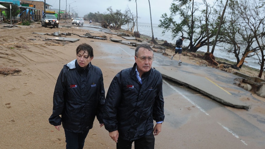 Premier Anna Bligh and Deputy Prime Minister and Treasurer Wayne Swan tour the devastated town of Cardwell.