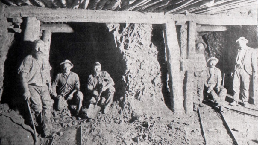 Historic photograph underground in Kalgoorlie gold mine