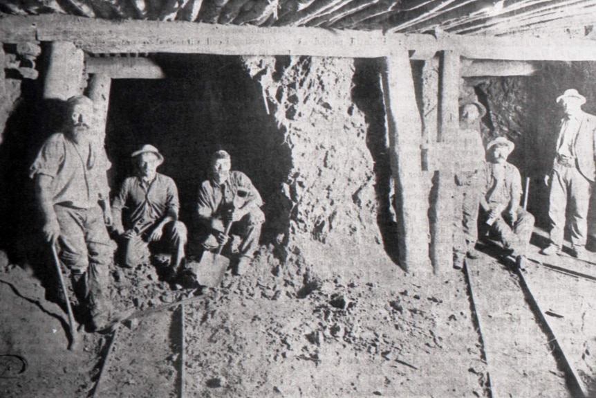 Historic photograph underground in Kalgoorlie gold mine