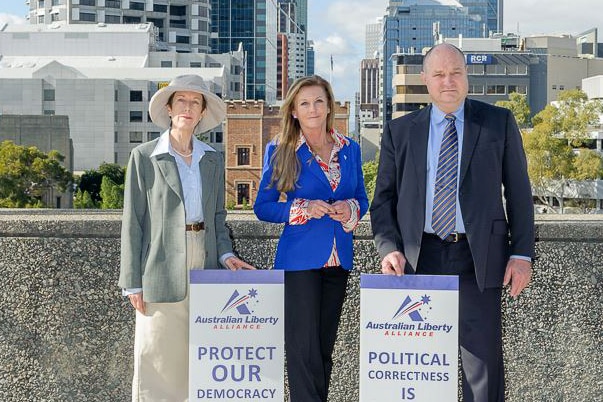 Members of the Australian Liberty Alliance with campaign material