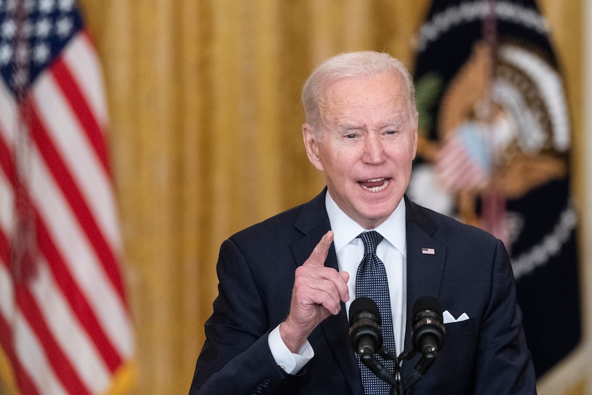 US President Joe Biden speaks about Ukraine from the White House
