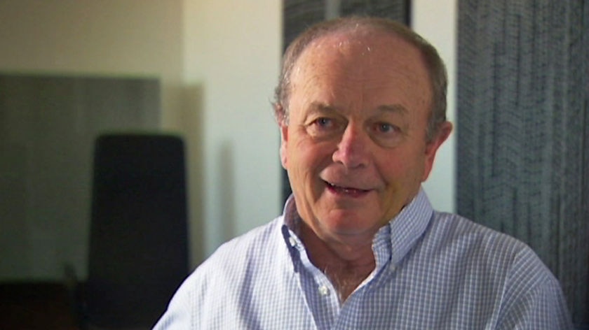 TV still head shot of Gerry Harvey, founder of retailer Harvey Norman