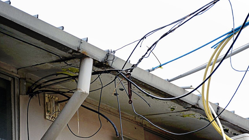 Photo of exposed wiring at Sandringham College in Victoria