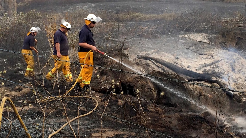 Firefighters douse scorched earth at Carabost.