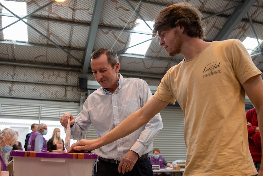 McGowan and son Samuel casting their vote