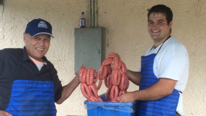 Mobile butcher Dave Bleathman with offsider Phil Bird