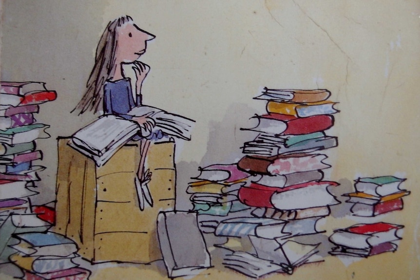 An illustration by Quentin Blake of Roald Dahl's Matilda