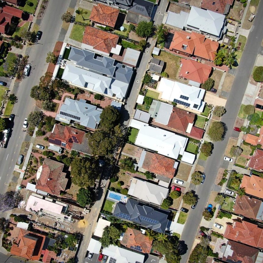 An aerial shot of the inner-city Perth suburb of Mount Hawthorn