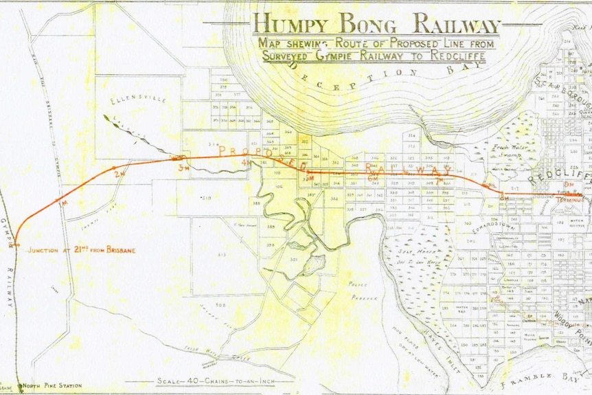 Map of proposed Humpy Bong Railway to Redcliffe Peninsula