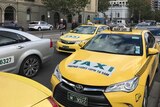 Taxis in central Melbourne following protest